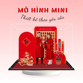 Mô hình lắp ghép quà tặng ngày tết size mini 14cm