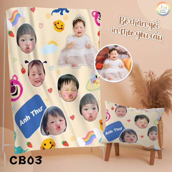 Chăn in theo yêu cầu mẫu hoạt hình cute loại 1 lớp